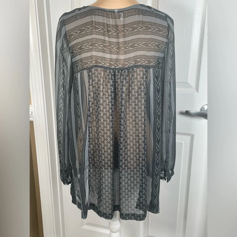 Free People Feather in the Wind‎ Sheer Beaded Boho Tunic Top Blouse XS
